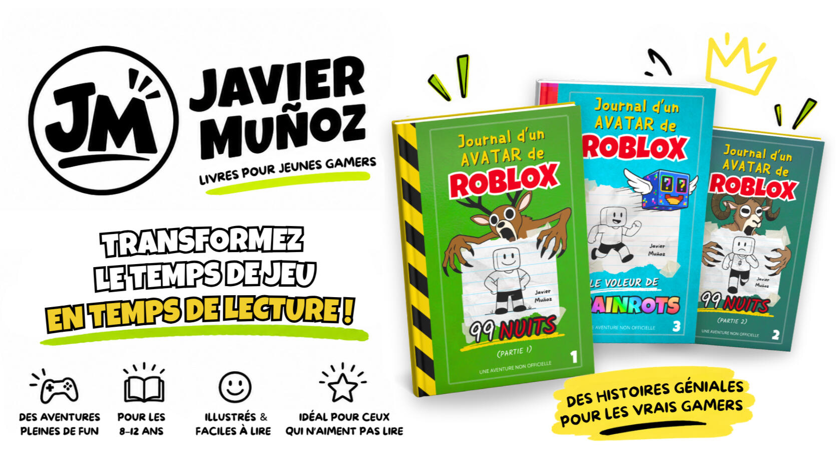 Javier Muñoz et ses livres d’aventure illustrés pour les jeunes gamers de 8 à 12 ans.
